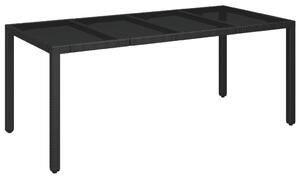 VidaXL Vrtni stol sa staklenom pločom crni 190x90x75 cm od poliratana
