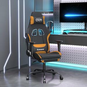 VidaXL Igraća stolica od tkanine s osloncem crno-narančasta