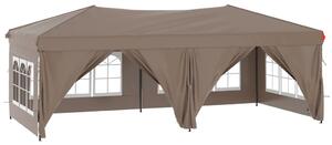 VidaXL Sklopivi šator za zabave s bočnim zidovima 3 x 6 m Smeđe-siva