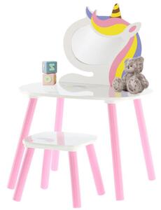 Zondo Dječji toaletni stolić s tabureom Lillyann (bijela + ružičasta). 1052689