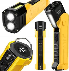3 u 1 cob led baterija. magnetska radionička lampa powerbank usb lcd kuka žuta