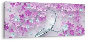 Slika cvijeća na srebrnom deblu - apstrakcija (120x50 cm)