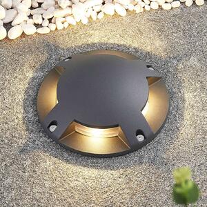 Lindby LED podni reflektor Cormac, 4 žarulje, Ø 21 cm, IP67, Crno, Aluminij