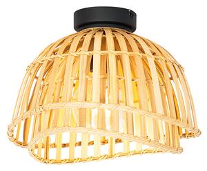 Orijentalna stropna lampa crna s prirodnim bambusom 30 cm - Pua