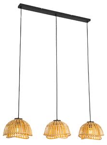 Orijentalna viseća lampa crna s prirodnim bambusom 3-light - Pua