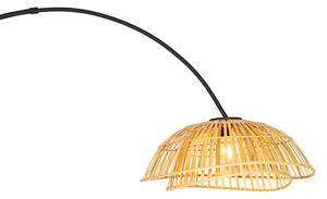 Orijentalna lučna svjetiljka crna s prirodnim bambusom - Pua
