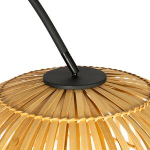 Orijentalna lučna svjetiljka crna s prirodnim bambusom - Pua