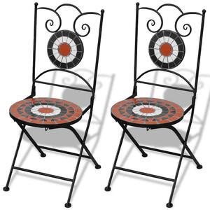 Sklopive stolice 2 kom. Keramičke terakota i bijele