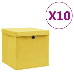 VidaXL Kutije za pohranu s poklopcima 10 kom 28 x 28 x 28 cm žute