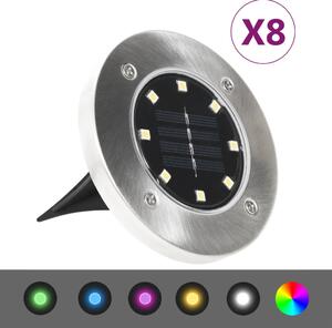 VidaXL Solarne podne svjetiljke s LED žaruljama 8 kom boje RGB