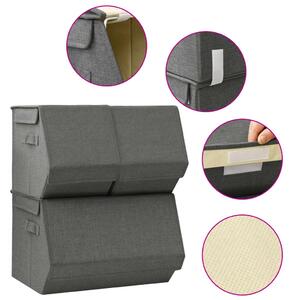VidaXL 3-dijelni set složivih kutija za pohranu od tkanine antracit