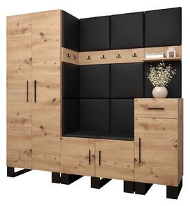 Zondo.hr Set za predsoblje Amanda 1 (hrast artisan + crna ekokoža). Akcija -19%. 1085865