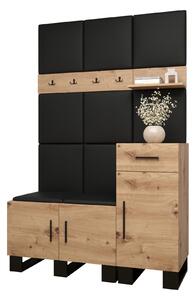 Zondo.hr Set za predsoblje Amanda 5 (hrast artisan + crna ekokoža). Akcija -20%. 1085901