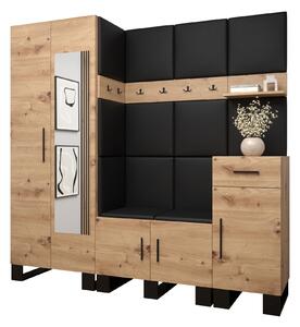 Zondo.hr Set za predsoblje Amanda 13 (hrast artisan + crna ekokoža). Akcija -20%. 1085973