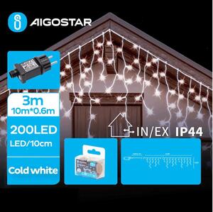 Aigostar - LED Vanjske božićne lampice 200xLED/8 funkcija 13x0,6m IP44 hladna bijela