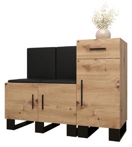 Zondo.hr Set za predsoblje Amanda 18 (hrast artisan + crna ekokoža). Akcija -20%. 1086018