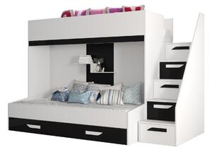 Zondo Dječji kombinirani krevet 90 cm Puro 16 (bijela mat + bijeli sjaj + crni sjaj). 1087105