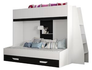 Zondo Dječji kombinirani krevet 90 cm Puro 17 (bijela mat + bijeli sjaj + crni sjaj). 1087114