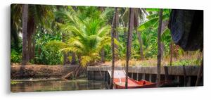 Slika - Drveni čamac na kanalu, Tajland (120x50 cm)