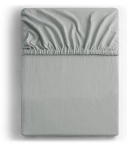 Metalik siva elastična pamučna plahta DecoKing Amber Collection, 200/220 x 200 cm