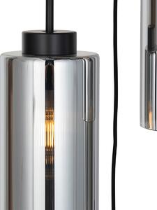 Art Deco viseća lampa crna sa dimnim staklom 7-light - Laura