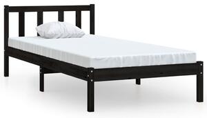 VidaXL Okvir za krevet od masivne borovine crni 90 x 200 cm