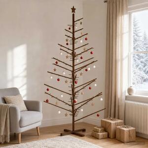 Drveno božićno drvce 210 cm Bambus i masivna borovina - 210 cm Tamno smeđa