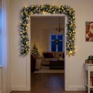 Božićni vijenci Zelena i bijela 270 cm PVC 50 LED lampica - Bijela s LED svjetlima