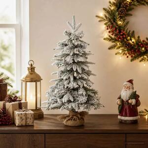 Mini božićno drvce zasnježeno 45 cm PVC i PE Zelena i bijela - Zelena i bijela 45 cm bez LED svjetala