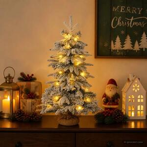 Mini zasnježeno božićno drvce 45 cm 25 LED lampica Topla bijela - Zelena i bijela 45 cm s LED svjetlima