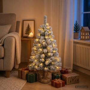 Mini božićno drvce zasnježeno 90 cm 50 LED lampica Topla bijela - Zelena i bijela 90 cm s LED svjetlima