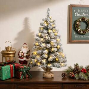 Mini božićno drvce 45 cm 25 LED lampica Topla bijela PVC - Zelena i bijela 45 cm s LED svjetlima