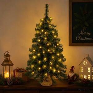 Mini božićno drvce 60 cm 25 LED lampica Topla bijela PVC Zelena - Zelena 60 cm s LED svjetlima