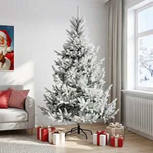 Umjetno božićno drvce s nogom 240 cm PVC i metal - Zelena i bijela 240 cm bez LED svjetala