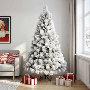 Umjetno božićno drvce s nogom 240 cm PVC i metal - Zelena i bijela 240 cm bez LED svjetala