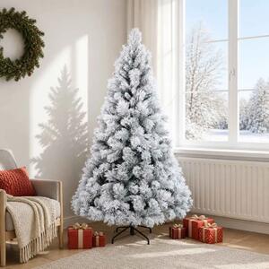 Umjetno božićno drvce s nogom 180 cm PVC i metal - Zelena i bijela 180 cm bez LED svjetala