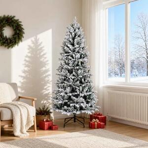 Umjetno božićno drvce s nogom 180 cm PVC i PE Zelena i bijela - Zelena i bijela 180 cm bez LED svjetala