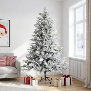 Umjetno božićno drvce s nogom 240 cm PVC i metal - Zelena i bijela 240 cm bez LED svjetala