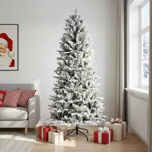 Umjetno božićno drvce s nogom 210 cm PVC i PE Zelena i bijela - Zelena i bijela 210 cm bez LED svjetala