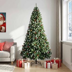 Umjetno božićno drvce s nogom 210 cm PVC Zelena i bijela - Zelena s mraženim vrhovima Ø 106 x 210 cm bez LED svjetala