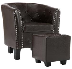 VidaXL Fotelja od umjetne kože s osloncem za noge smeđa