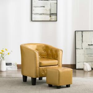 VidaXL Fotelja od umjetne kože s osloncem za noge sjajna zlatna