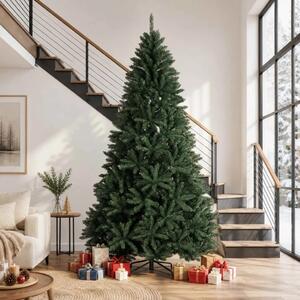Umjetno božićno drvce s nogom 270 cm PVC Tamnozelena - Tamnozelena Ø 128 x 270 cm bez LED svjetala