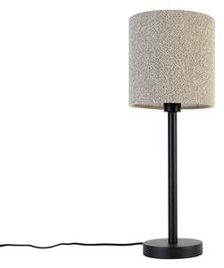 Moderna stolna lampa crna s boucle sjenilom taupe 20 cm - Simplo
