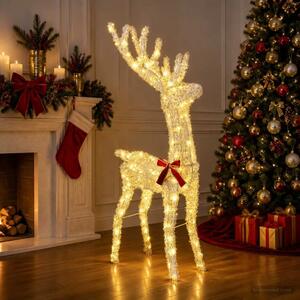 3D Božićni irvas LOVIISA 140 LED lampica Topla bijela - Iridescentna girlanda 70 x 26 x 128 cm