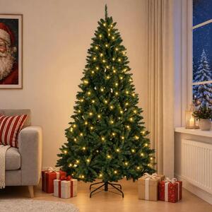 Umjetno božićno drvce s nogom 210 cm 300 LED lampica - Tamnozelena Ø 106 x 210 cm s 300 LED dioda