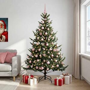 Umjetno božićno drvce s kuglicom 180 cm 300 LED lampica - Zelena 180 cm s LED-ima i ružičastim lopticama