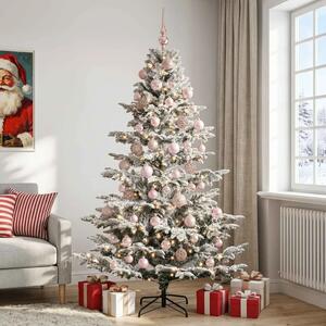 Umjetno božićno drvce s kuglicom 180 cm 300 LED lampica - Zelena i bijela 180 cm s LED-ima i ružičastim lopticama