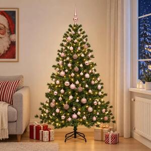 Umjetno božićno drvce s kuglicom 210 cm 300 LED lampica - 210 cm s LED-ima i ružičastim lopticama