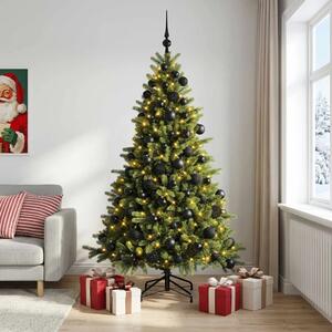 Umjetno božićno drvce s kuglicom 180 cm 300 LED lampica - 180 cm s LED-ima i crnim lopticama